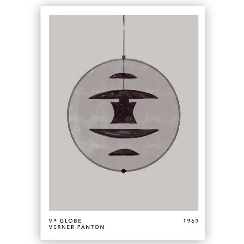 Globe 1969 Sort Kunstplakat - Fantastisk tilbud til hjemmet!