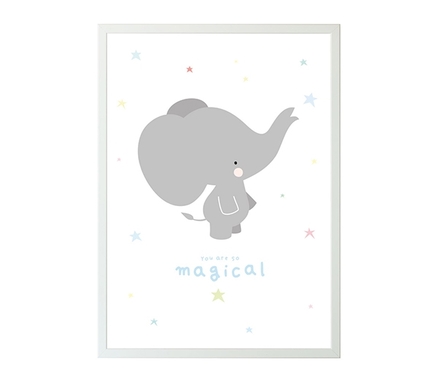 Smuk plakat med grå elefant til børneværelset