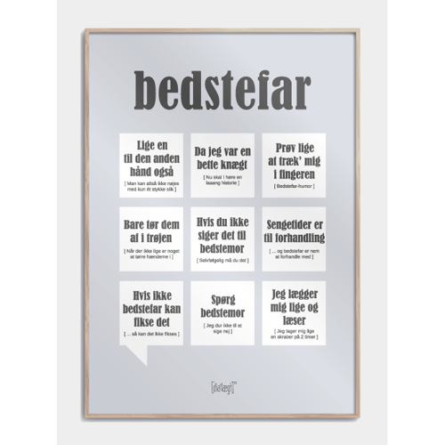 Humoristisk Plakat til Bedstefar – Sjove Citater 50x70 cm