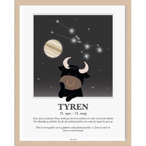 Børneplakat med Stjernetegnet Tyren - Kids By Friis