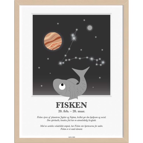 Børneplakat med Stjernetegnet Fisken – Udforsk stjernerne!