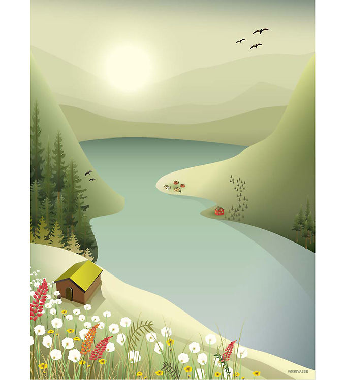 Vissevasse Plakat 50x70 - Bjerglandskab Kunsttryk til hjemmet