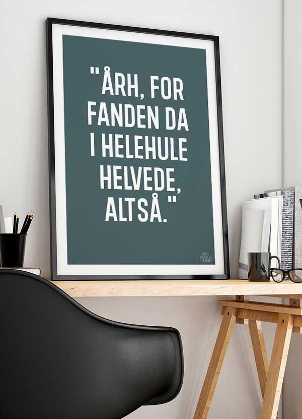 Årh For Fanden Plakat – Grågrøn Kunst til Dit Hjem