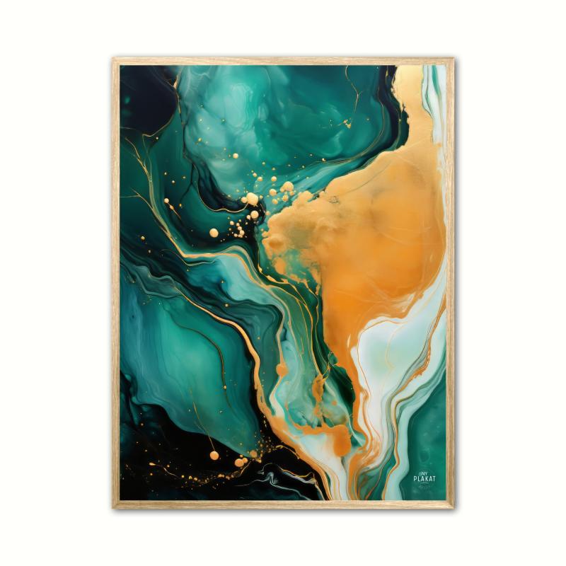 Abstrakt Emerald Dreamscape Plakat – Farvesymfoni 50x70 cm