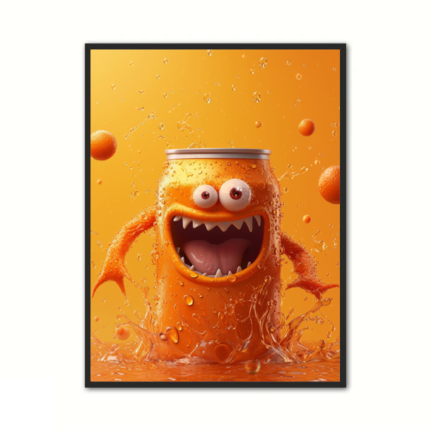 Gamer Plakat med Orange Monster - Energisk Vægdekoration