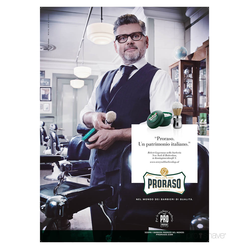 Proraso Plakat – Robert Lagerman Barberkunst Kunstværk