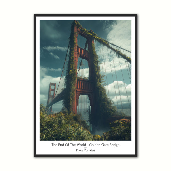 Unik Guldplakat af Golden Gate Bridge – Elegant Kunstværk