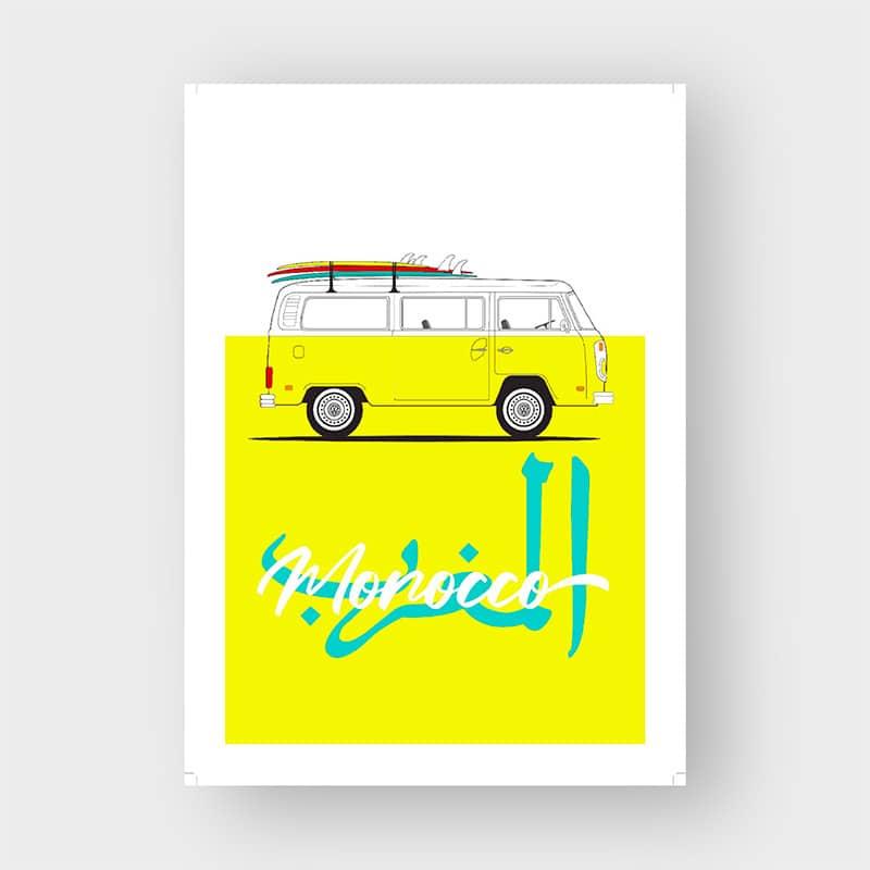Marokkansk Plakat - VW Transporter 50x70 cm til Indretning