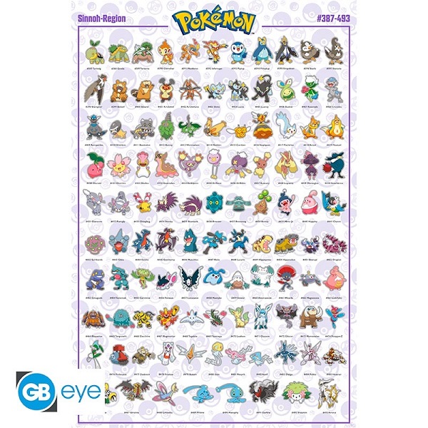 Pokémon Sinnoh Plakat 61x91,5 cm – Perfekt til vægdekoration!