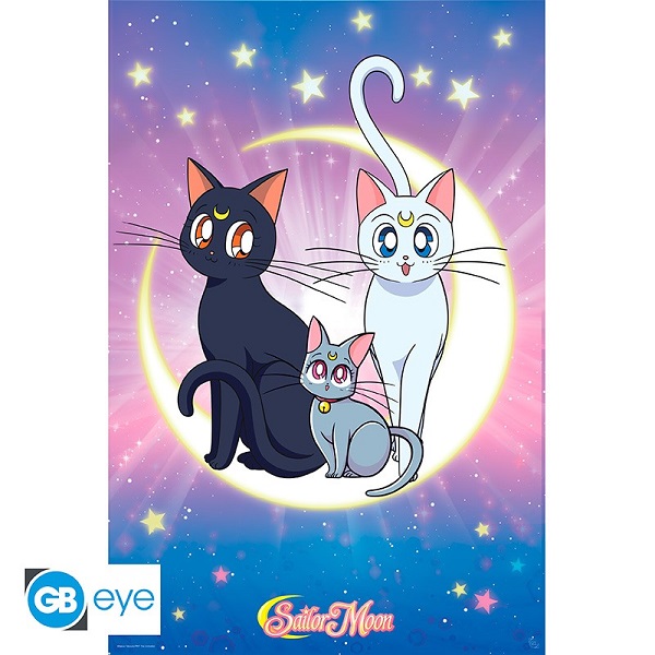 Sailor Moon Plakat med Luna, Artemis & Diana - 61x91,5 cm