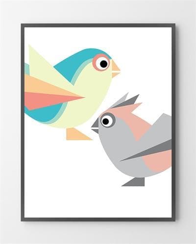 Pastel Plakat med Fugle – Moderne Vægkunst til Dit Hjem