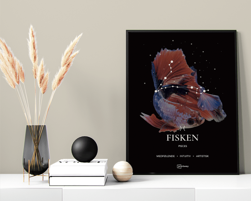 Fiskens Stjernetegn Plakat – Minimalistisk Kunst til Hjemmet