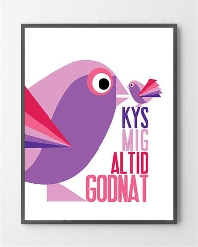 Moderne Plakat med Pink Kys til Børneværelse - Limited Edition