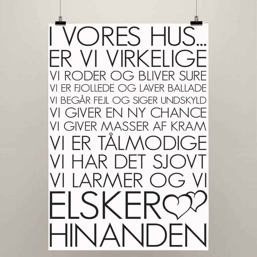 Inspirerende Hus Plakat – Huskeregler til Familien