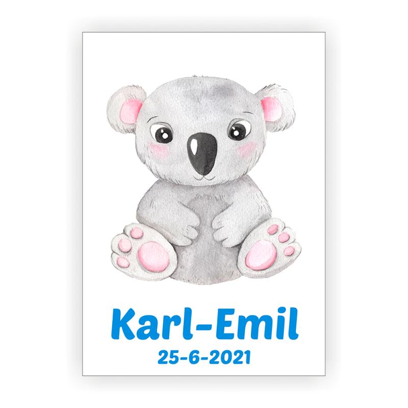 Sød Koala Navneplakat til Børneværelset