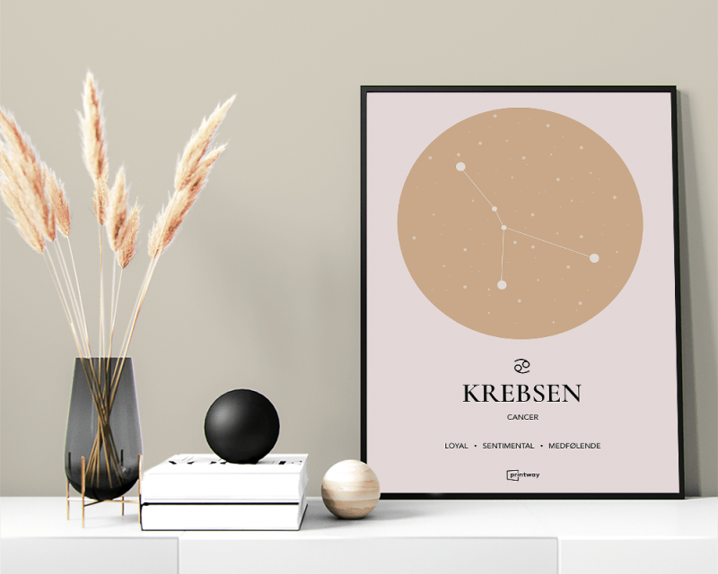 Krebs Stjernetegn Plakat i Guld – Minimalistisk Elegance
