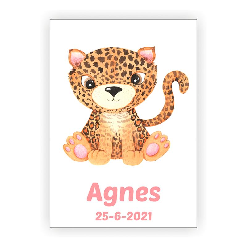 Sød Leopard Børneplakat med Navn til Værelset