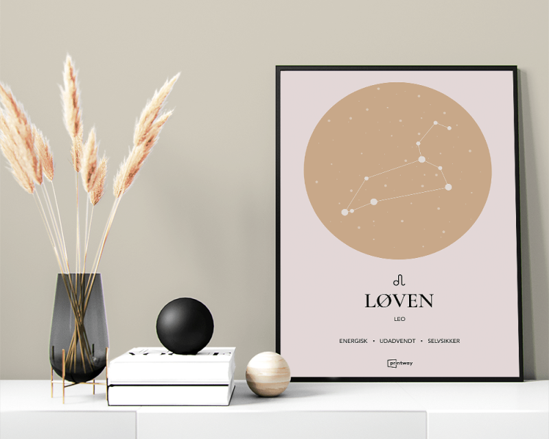 Løven Stjernetegn Plakat i Guld – Elegant Indretning