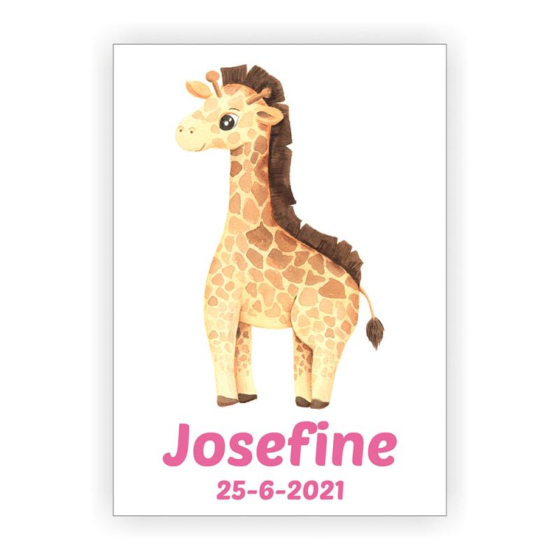 Sød girafplakat med navn til børneværelset