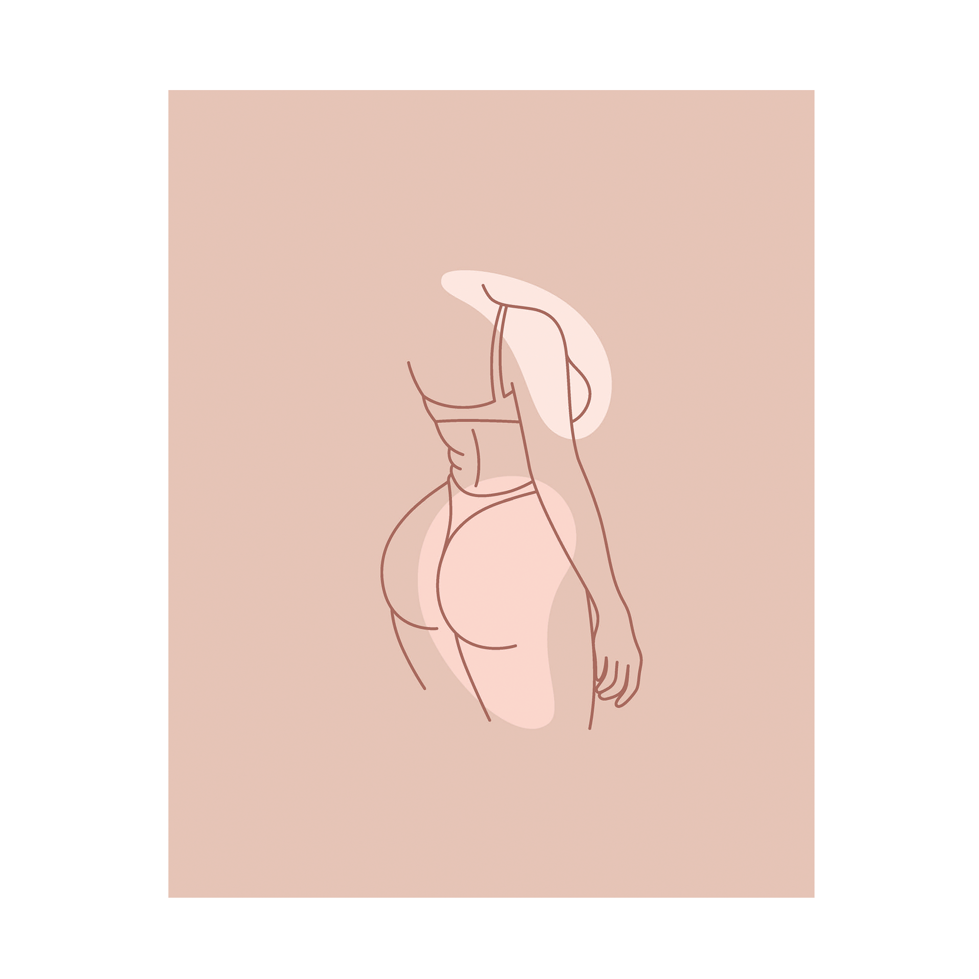 Elegant plakat med rosa damesilhuet - 40 x 50 cm