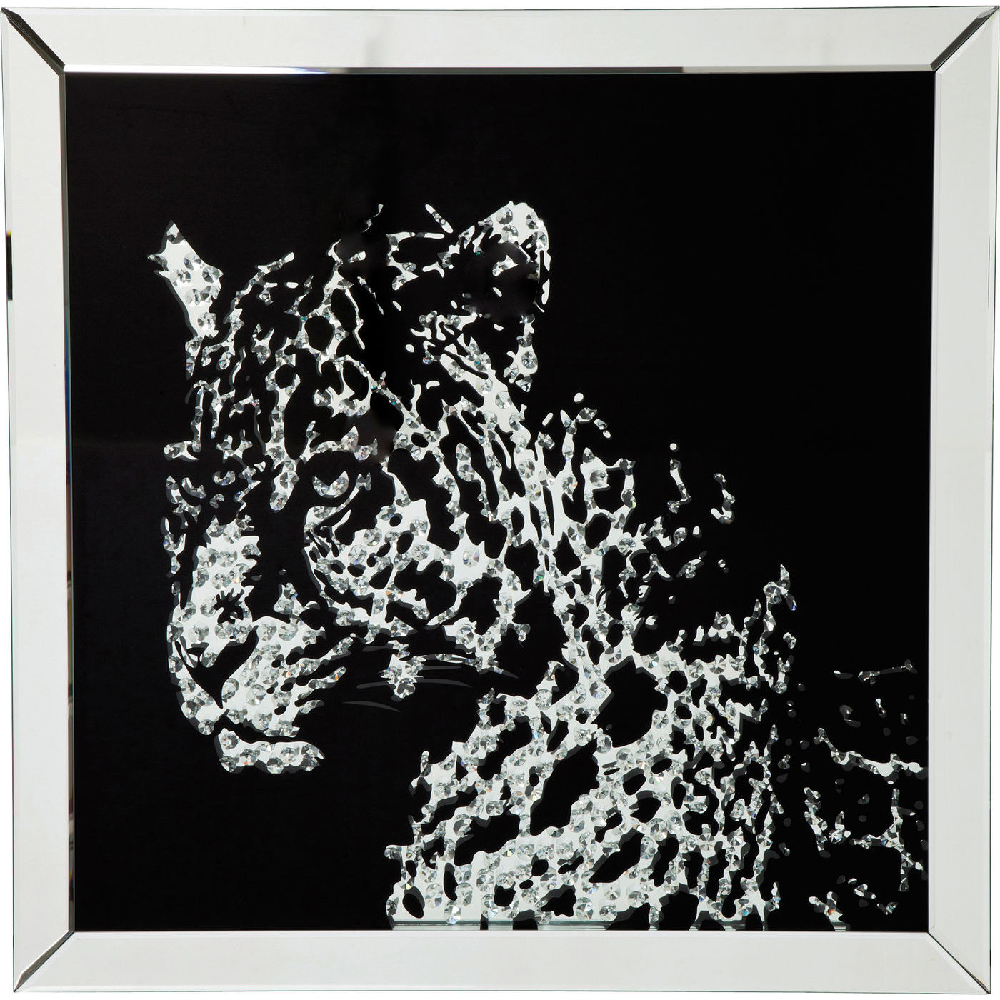 Hvid Kare Design Plakat Mirror Leopard Multifarvet Ramme 80x80cm - Kare Design Plakater  - 4025621358466