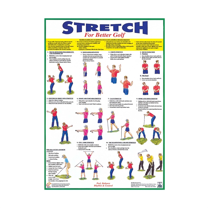 Stretch For Better Golf Plakat Med øvelser - Sportson Plakater  - 5744003440344
