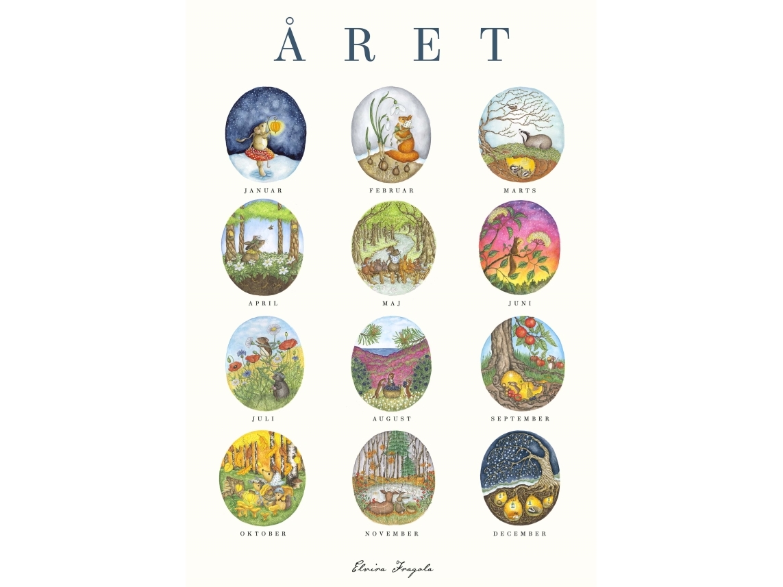 Året Plakat Med Alle Måneder Elvira Fragola - Csbooks Plakater  - 9788740679465