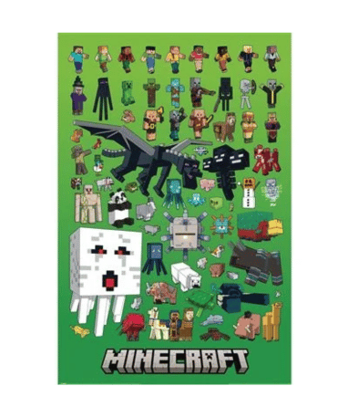 Minecraft Plakat Med Alle Figurer 91cm - Plakater