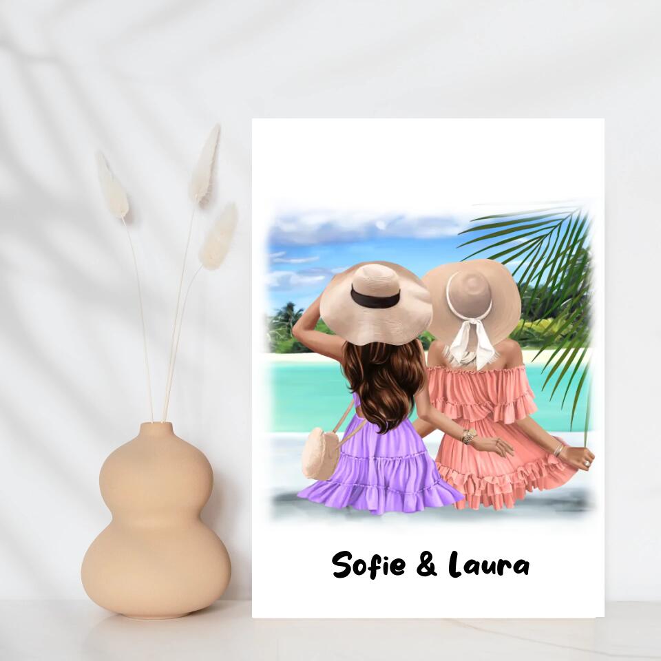Bedste Veninder Stranden Design Selv Plakat - Teeinblue Plakater