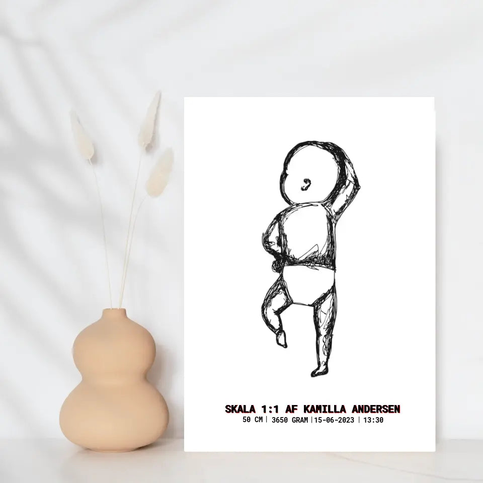Line Art Baby Design Selv Plakat - Teeinblue Plakater