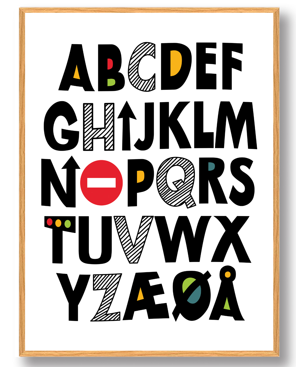 Hvid Abc Plakat Størrelse: 30x40cm - Plakatdyr Plakater