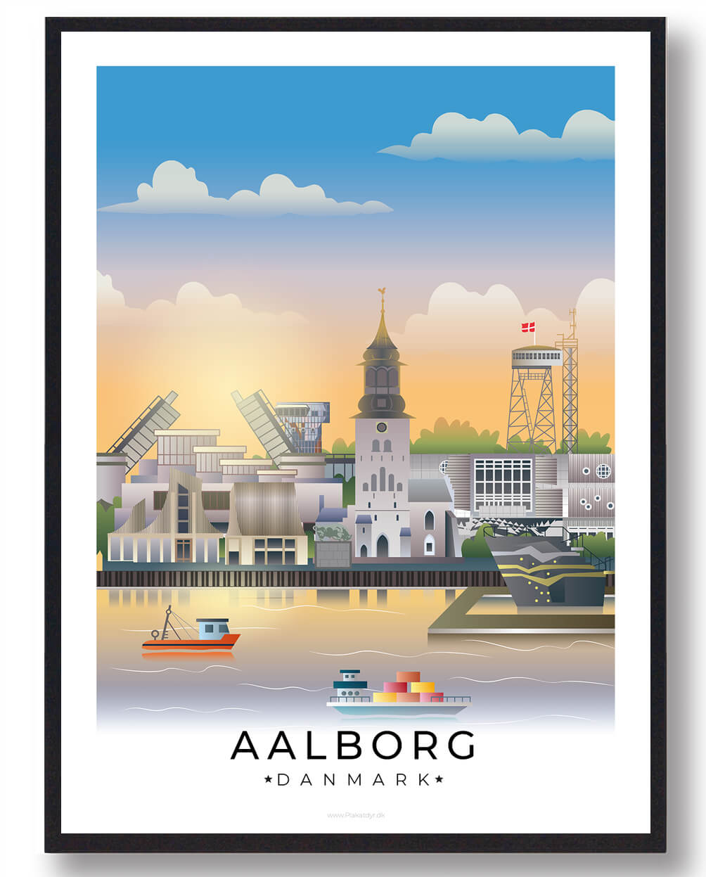 Hvid Aalborg Plakat Med Kant Restparti Størrelse: 30x40cm - Plakatdyr Plakater