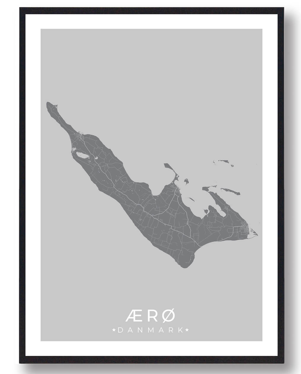 21x29,7cm (a4)) Ærø Plakat Grå Størrelse: 21x29 7cm - Plakatdyr Plakater