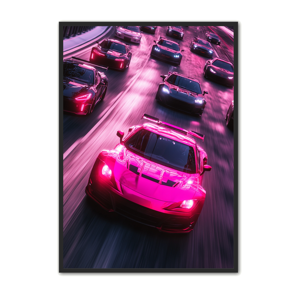 Pink Bil Plakat Racer Høj Fart - Plakat Portalen Plakater