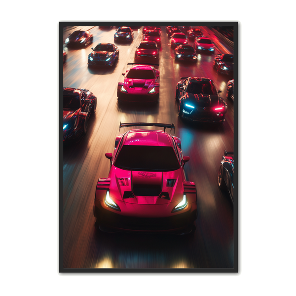 Bil Plakat Nattens Løb - Plakat Portalen Plakater