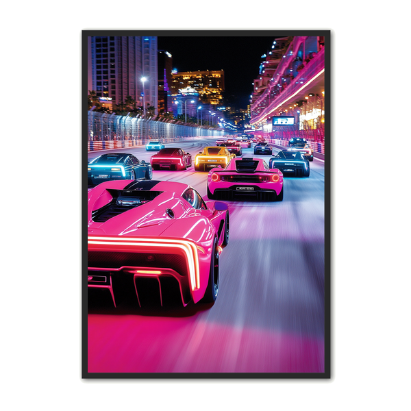 Bil Plakat Neon Natrace - Plakat Portalen Plakater