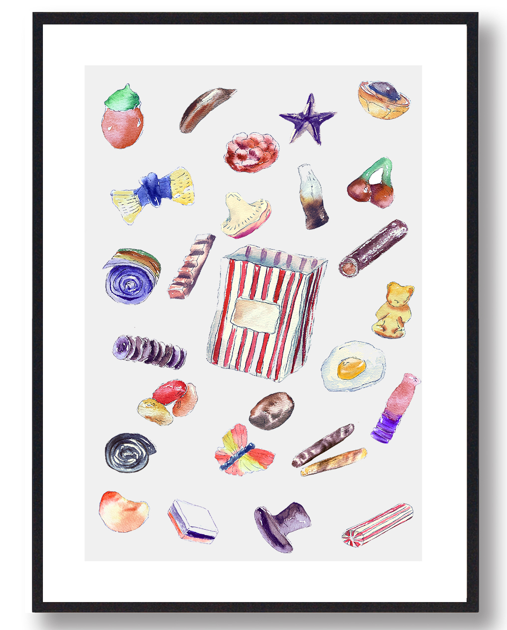 Bland Selv Slik Grå Håndtegnet Plakat Størrelse: 15x21cm - Plakatdyr Plakater