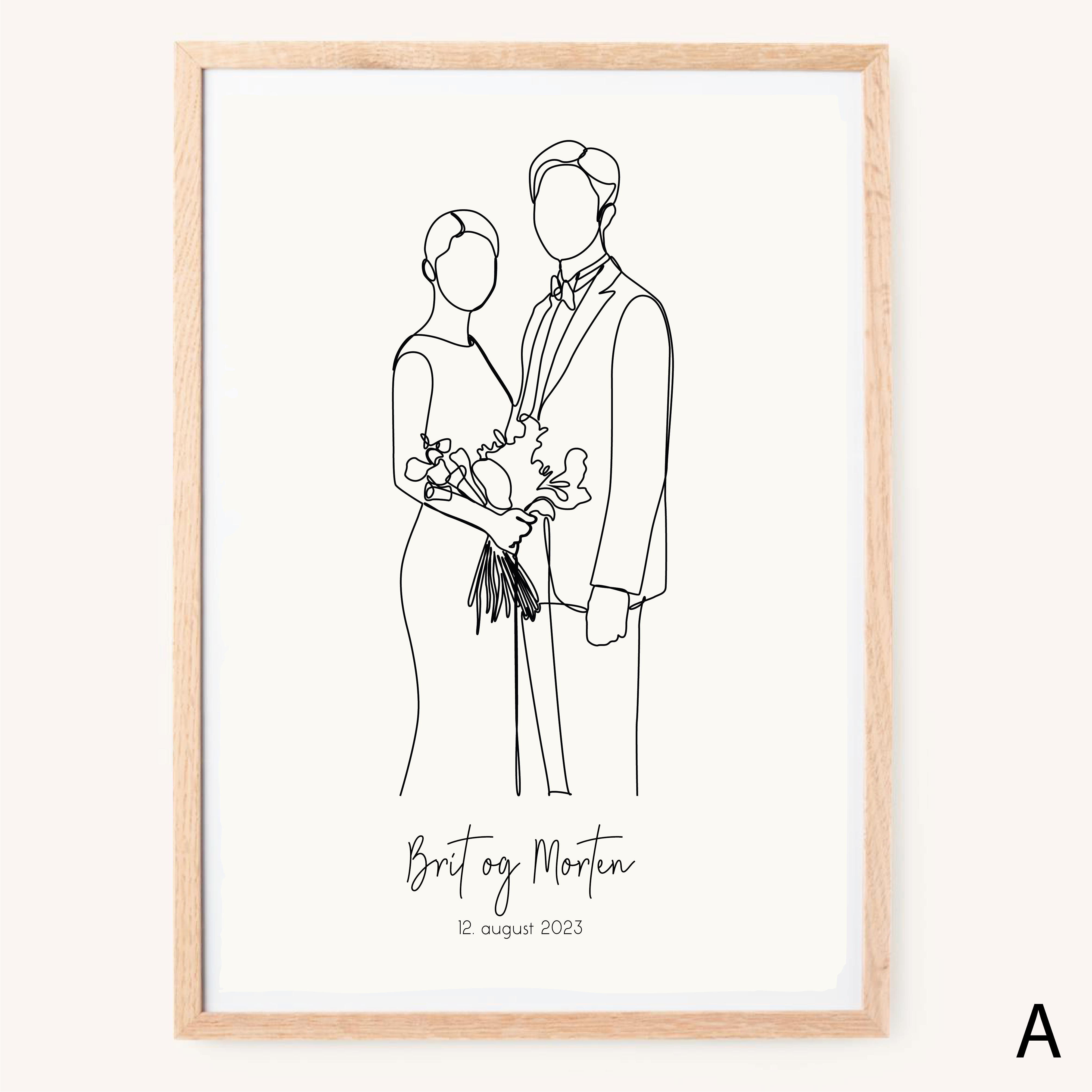 Bryllups Plakat Med Dato Ramme 99kr - Woodenfactory Plakater