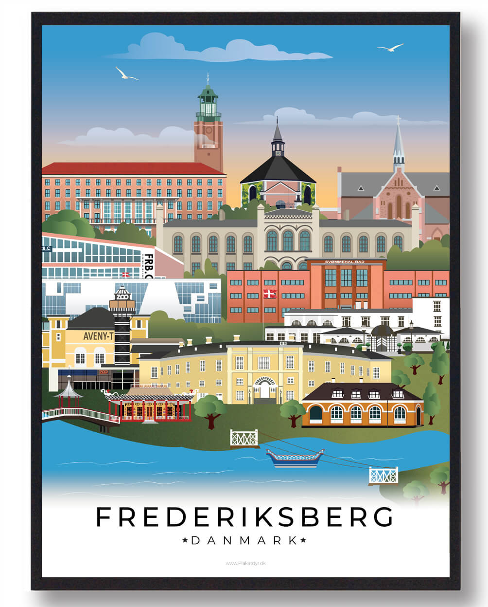 21x29,7cm (a4)) Frederiksberg Byplakat Nyhed Størrelse: 21x29 7cm - Plakatdyr Plakater