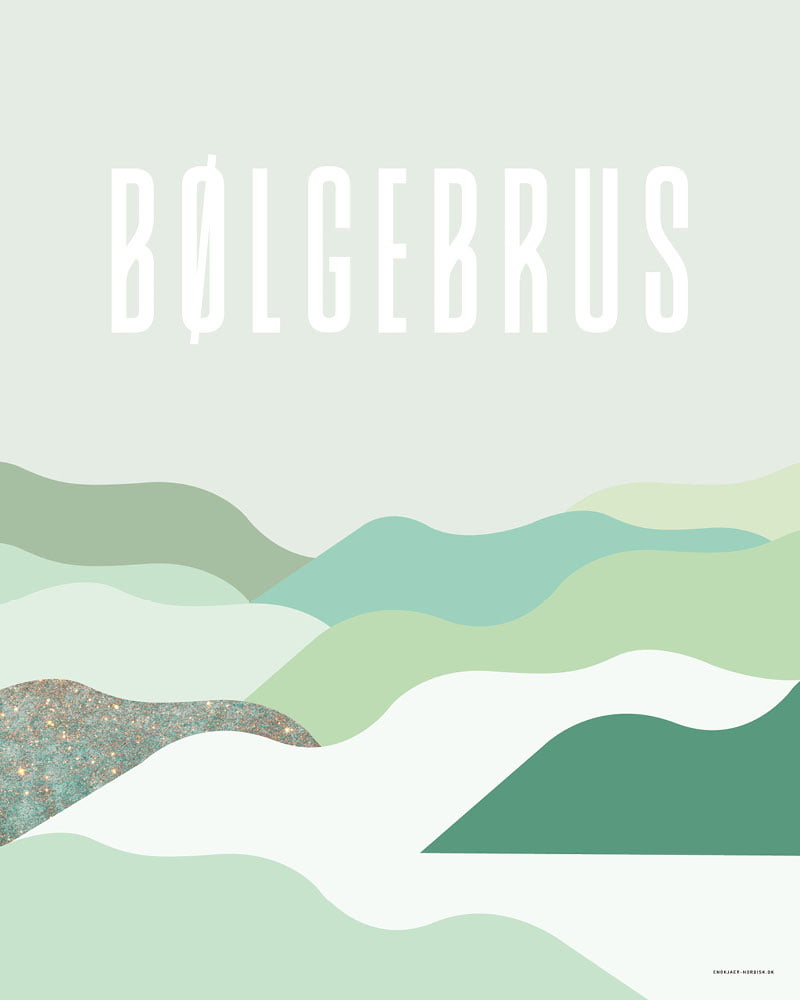 Grøn Bølgebrus Grafisk Plakat - Plakater