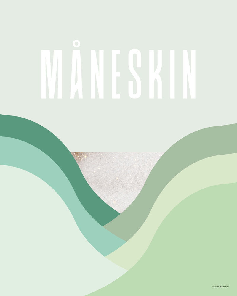 Grøn Måneskin Grafisk Plakat - Plakater