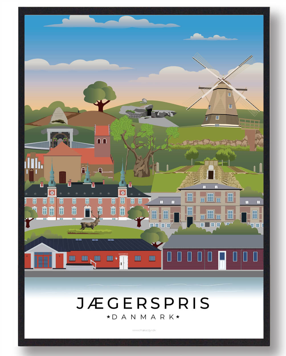 21x29,7cm (a4)) Jægerspris Byplakat Størrelse: 21x29 7cm - Plakatdyr Plakater