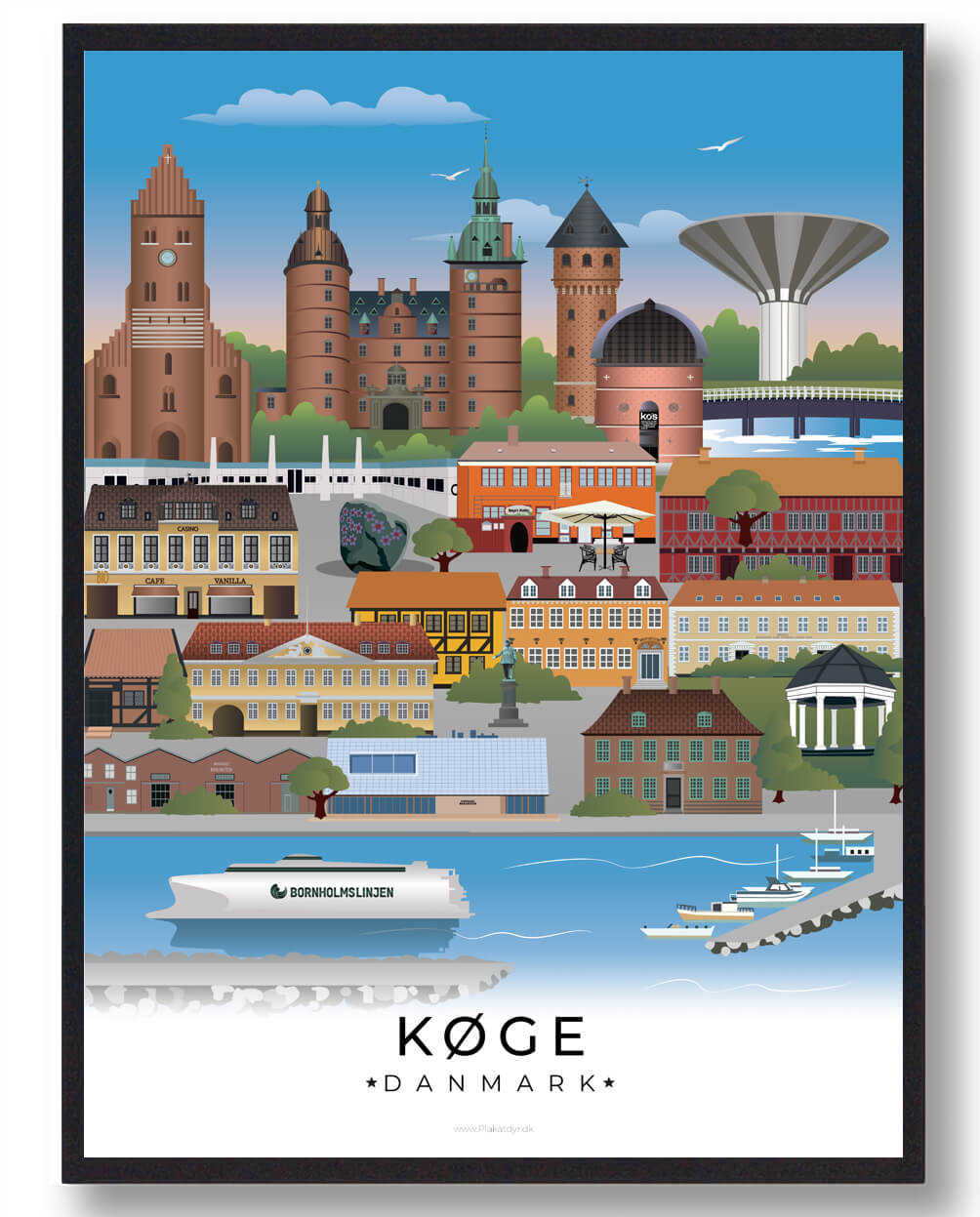 21x29,7cm (a4)) Køge Byplakat Nyhed Størrelse: 21x29 7cm - Plakatdyr Plakater