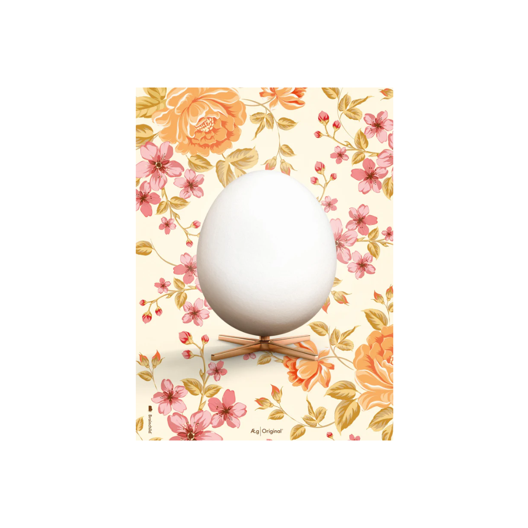 Plakat Med Ægget Beige Flora 30x40 - Brainchild Plakater  - 5715551421338