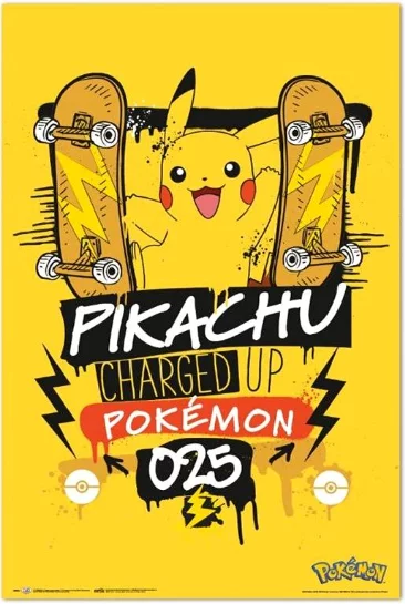 Pikachu Charged Plakat 61x91cm - Plakater