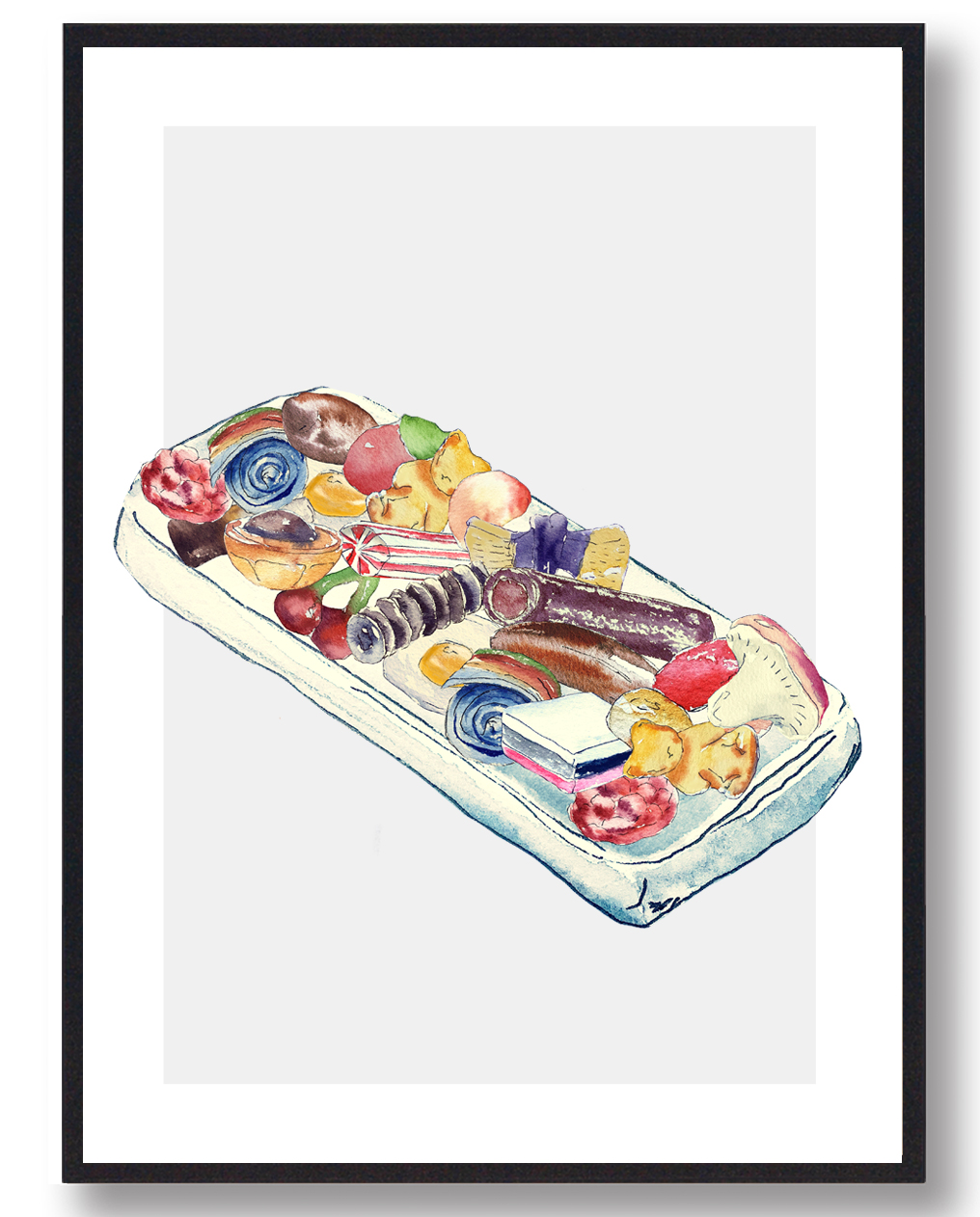 Bland Selv Slik Fad Grå Håndtegnet Plakat Størrelse: 15x21cm - Plakatdyr Plakater