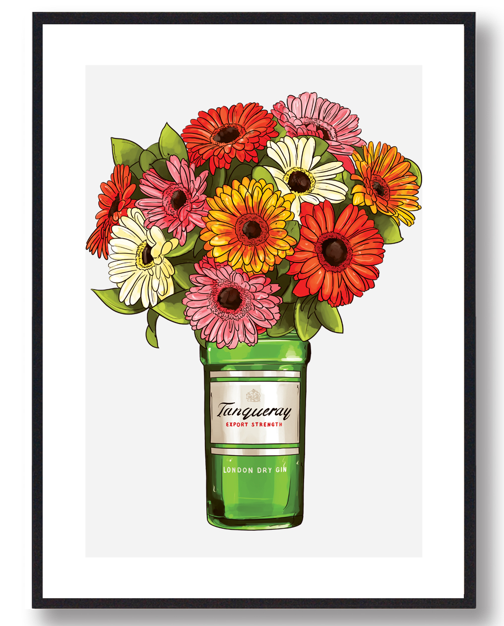 Blomster Tangerine Flaske Plakat Grå Størrelse: 30x40cm - Plakatdyr Plakater
