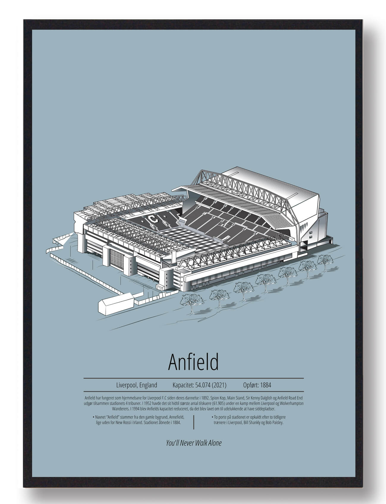 50x70cm (b2)) Anfield Liverpool Lyseblå Størrelse: 50x70cm - Plakatdyr Plakater