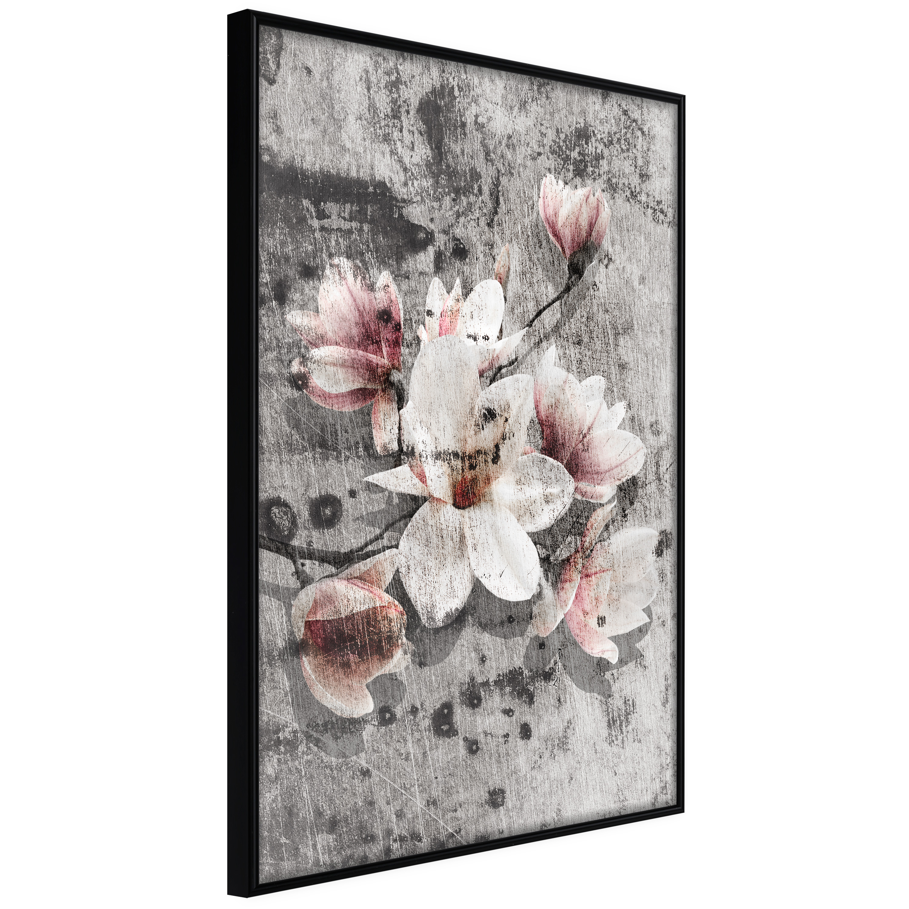 Artgeist Plakat Med Ramme Flowers Concrete Guld 20x30 - Artgeist Plakater  - 5901493706903