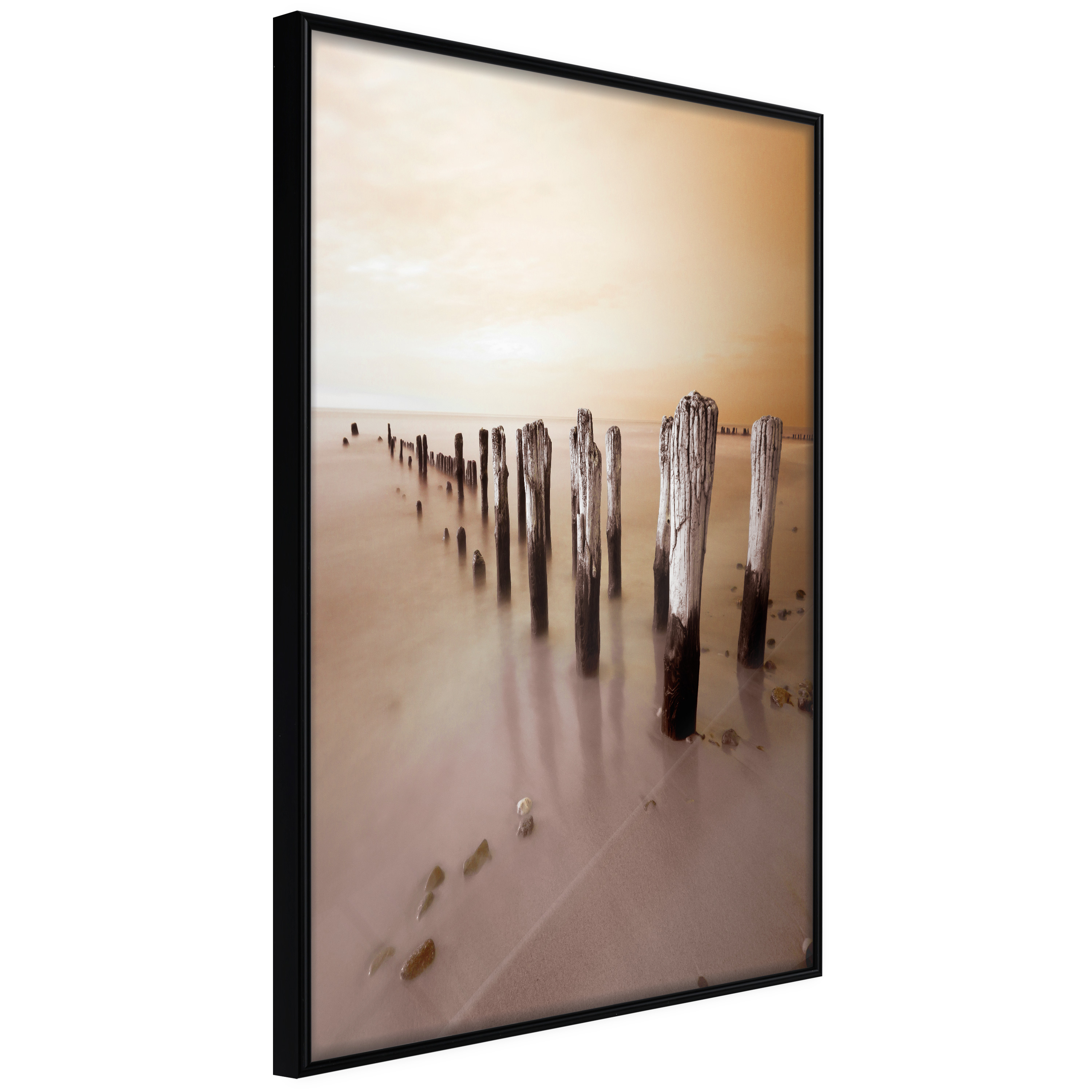 Artgeist Plakat Med Ramme Breakwater Sepia Guld 40x60 - Artgeist Plakater  - 5904419720175